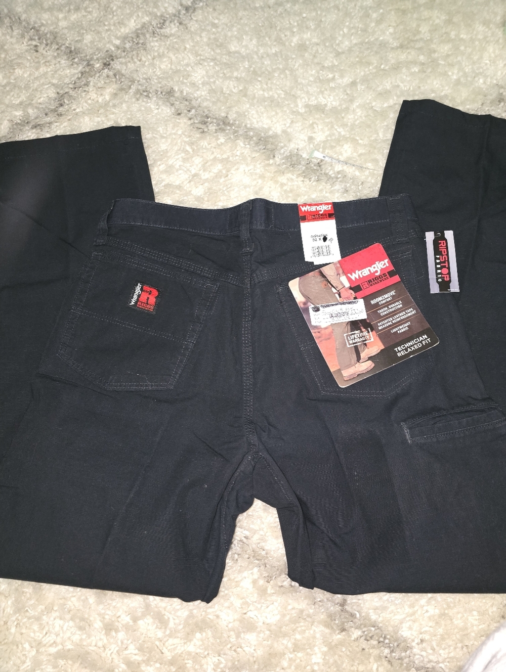 Wrangler Black Ripstop Technician Work Pants